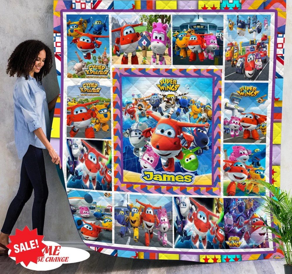 Personalized Super Wings Quilt Blanket Super Wings Birthday Party Super Wings Fan Gifts Cartoon Custom Blanket